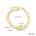 18k gold plated stainless steel double layer bracelet with handcuff charm and link chain - Double Layer Handcuff Bracelet (BR236301G) / Gold