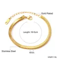 Bracciale a catena piatta in acciaio inossidabile placcato oro 18k da 4 mm con tag K18 - Scale Snake Chain Style (BR260301G)