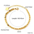 Bracciale in acciaio inossidabile placcato oro 18k con pendente a cuore e maglia a foglia - Heart Pendant Woven Style (BR260001G)