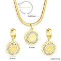 Detail view of gold clover coin jewelry set with 42+5cm necklace and earrings dimensions - Gold Style (SE267501G)