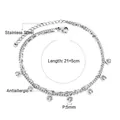 Zweilagiges silbernes Edelstahl-Fußkettchen mit Lebensbaum-Anhängern und Karabiner - Lebensbaum Silber (AN110801S)