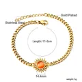 18K vergulde roestvrijstalen zonarmband met een levendige oranje edelsteen-hanger - Zon Element Stijl (BR26670EG) / Oranje