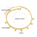 Detailansicht der 18k vergoldeten Edelstahl-Fußkette mit kleinen Lebensbaum-Anhängern - Doppellagiger Lebensbaum (AN110801G)