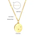 Gold plated stainless steel moon face pendant necklace with cubic zirconia inlay details - Steel / Oval Moon Star Style (NE290602)
