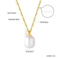 18k vergulde roestvrijstalen ketting met een grote barokke parelhanger voor dames - Gouden Minimalistische Stijl (NE2B910AG)