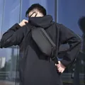 Waterproof black crossbody chest bag for men styled for urban leisure and daily commute - Gray