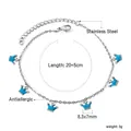 Blue enamel crown charms on an 18k silver-plated stainless steel anklet for women - Blue Crown (Silver)