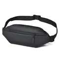 Tactical black motorcycle leg bag with matte waterproof fabric and adjustable strap - Black