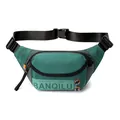 Mens dark green crossbody waist bag with adjustable strap and mesh texture nylon - Dark Green