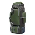 Detailed view of 70L outdoor backpack with adjustable straps and durable buckles - Army Green