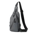 Sacoche grise imperméable pour hommes avec boucle élégante et port de charge USB - Gris