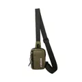 Army green nylon crossbody phone bag with BANQILU logo and adjustable strap - Coffee