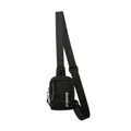 Minimalist black nylon crossbody bag with adjustable strap and front zipper pouch - Blue
