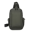 Matte dunkelgraue Business-Brusttasche mit wasserdichtem Stoff und Doppelreißverschluss - Grün