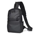 Wasserdichte schwarze Herren-Brusttasche mit Mehrfach-Reißverschluss und Netzschultergurt - Schwarz