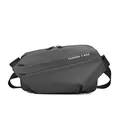 Borsa a tracolla da uomo nera capiente con fibbia magnetica e scritta di moda - Grigio