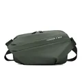 Borsa a tracolla techwear verde scuro in tessuto opaco impermeabile con fibbia - Verde