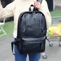 Sac à dos élégant en similicuir noir pour hommes avec fermetures éclair et bretelles réglables - Noir