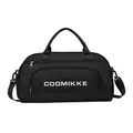 Bolsa de deporte negra impermeable con logo y correa ajustable para viajes - Negro