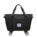 Sac de voyage noir avec roulettes et compartiment à chaussures séparé - Noir
