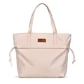 Minimalist soft pink tote bag with large capacity and romantic bear logo patch - Off White