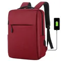 Zakelijke laptoprugzak in wijnrood voorzien van externe USB-poort en oplaadkabel - USB Opladen / Rood