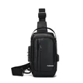 Sac de poitrine antivol noir pour homme avec serrure de sécurité et port USB - Noir