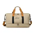 Bolsa de viaje caqui con compartimento separado para zapatos y correa de hombro ajustable - Caqui