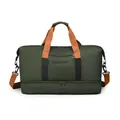 Bolsa de viaje grande verde militar con correas naranjas y compartimento para zapatos - Verde