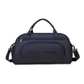 Dark blue large capacity travel duffel bag with shoe compartment and adjustable shoulder strap - Dark Blue