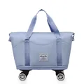 Sac de voyage bleu clair imperméable avec roues pivotantes et compartiment à chaussures - Bleu