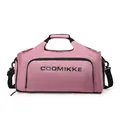Sac de voyage rose grande capacité avec logo noir et bandoulière réglable amovible - Rose