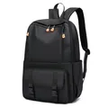 Men's stylish black large capacity business laptop backpack with orange zipper accents - Black