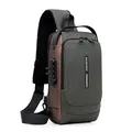Herren Diebstahlschutz Sling Tasche in Dunkelgrün mit sicherem Zahlenschloss Design - Grün Gold