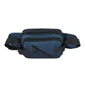 Men's navy blue waterproof nylon fanny pack with multiple zippers and adjustable strap - Navy Blue
