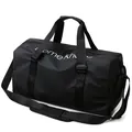 Bolsa de viaje negra grande de tela impermeable con correa ajustable para el hombro - Negro