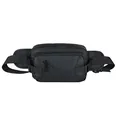 Men's matte black oxford waist bag with adjustable straps and multiple zip pockets - Black