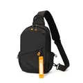 Sac bandoulière homme noir imperméable avec détails orange et sangle de mode - Noir (Style 914)