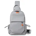 Men's Oxford chest bag in dark grey with orange zipper pulls and adjustable strap - Gray