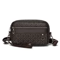 Men's brown crossbody bag with SADINI monogram print and adjustable shoulder strap - SADINI Letter Monogram Style (2206 Brown)