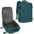Détail du grand sac à dos de voyage avec plusieurs compartiments et port de charge USB - Double Fermeture Éclair Horizontale / Bleu sarcelle