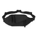 Men's black durable nylon crossbody waist bag with tactical cord zippers and buckle strap - Black