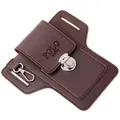 Braune Handy-Gürteltasche aus Leder mit Metallschnalle und strukturierter Oberfläche - Kartenfach-Stil / Braun
