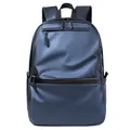 Minimalist navy blue travel backpack with black accents and water-resistant fabric - Blue