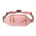 Men's pale pink trendy crossbody waist bag with textured nylon and triple zip detail - Pink