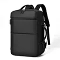 Versatile black travel backpack with dual shoulder straps and integrated shoe compartment - Black