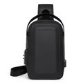 Men's black hardshell sling bag with anti-theft combination lock and USB port - Anti-theft Password Lock + USB Port / Hard Shell Black (J50)