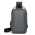 Dark grey hard shell chest bag with anti-theft lock and external USB charging port - Anti-theft Password Lock + USB Port / Hard Shell Gray (J50)