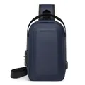 Dark blue anti-theft hard shell chest bag with USB port and combination lock - Anti-theft Password Lock + USB Port / Hard Shell Deep Blue (J50)