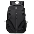 Zaino business nero minimalista impermeabile con manico in pelle e cerniera verticale - Nero